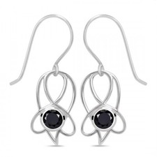 New 925 sterling silver Handmade Black Onyx Stone women Silver Hook Earrings Gif