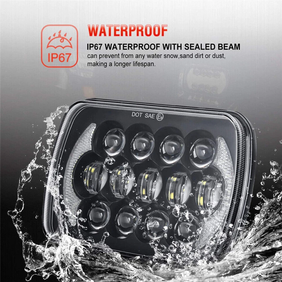 For Pontiac Fiero 84-88 Firebird 82-90 7x6'' LED Headlight Hi-Lo Sealed Beam DRL Foto 4 de 4