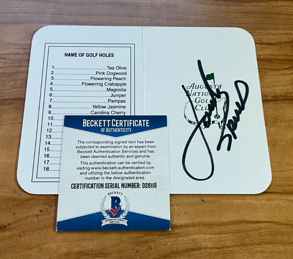 Jordan Spieth Autographed Signed AUGUSTA NATIONAL MASTERS SCORECARD BECKETT BAS 