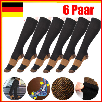 6 Paar Kompressionsstrümpfe Stützstrümpfe Sport Kompressionssocken Damen Herren