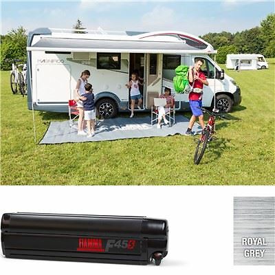 Fiamma Awning F45 S Winch Wind Out 2.6m Deep Black Case Royal Grey 