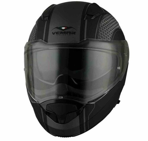 CASCO MOTO MODULARE APRIBILE VEMAR SHARKI HIVE BLACK MATT GREY NERO GRIGIO  | eBay