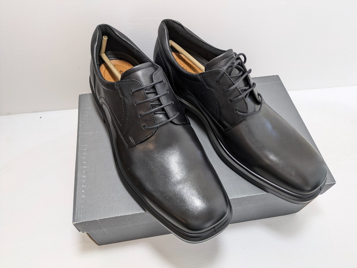 ECCO Helsinki Plain Toe Tie Shoe Black Leather Size Men