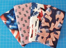 Patriotic Quilting and Crafting Fabric Fat Quarters with Flags                 
