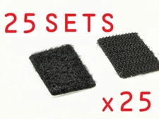 Hook and Loop Strip Square Adhesive Sticky Back Fastener BLACK 25 Sets