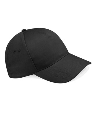 Unisex Baseballkappe Herren Damen Beechfield verstellbar 5 Panel schwarz 100 % Baumwolle