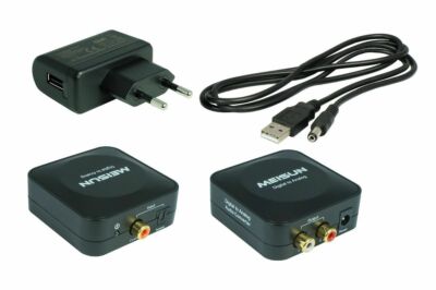 Digital zu Analog Konverter(D2) + 0,7m Cinch Kabel + 2,5m Toslink + USB-Netzteil