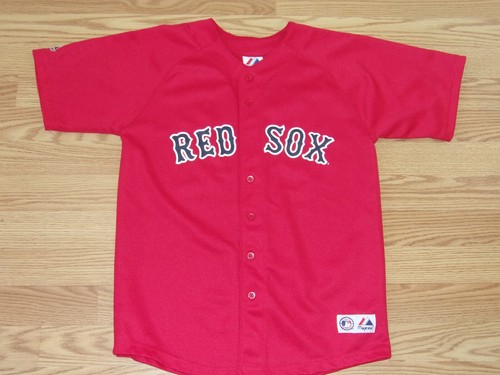 Majestic Boston Red Sox Boys Large Gonzalez Button-Front Baseball Jersey Exc.