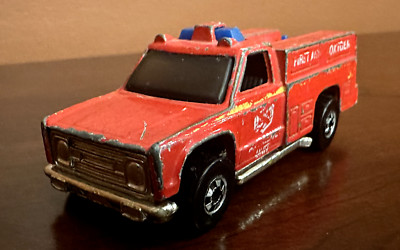 1974 Redline Hot Wheels Emergency Squad Unit Fire Truck #50 Red Hong Kong, VTG