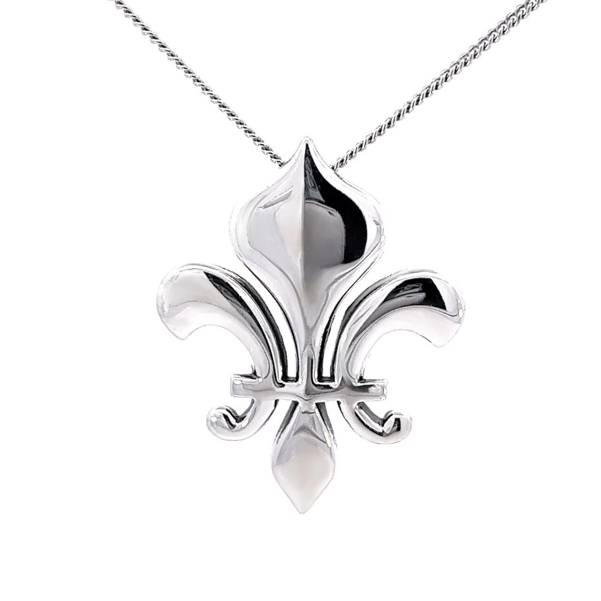 RARE RETIRED JAMES AVERY STERLING SILVER LARGE FLEUR DE LIS PENDANT  LOUISIANA