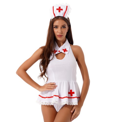 Women's Sexy Nurse Cosplay Costume Doctor Role Play Uniform Dress Outfit - Picture 39 of 65