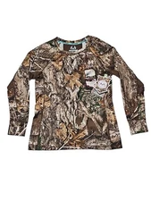 Realtree Shirt Long Sleeve Scent Control Women's Camo Performance Flex Size Med.
