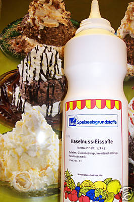 (7,65 /kg)Haselnuss Eissoße, Topping 1,3 kg in Eisdielenqualität, vom Hersteller