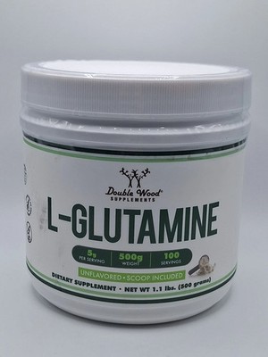 Double Wood Supplements L-Glutamine, 1.1 Lbs, Exp 04/26