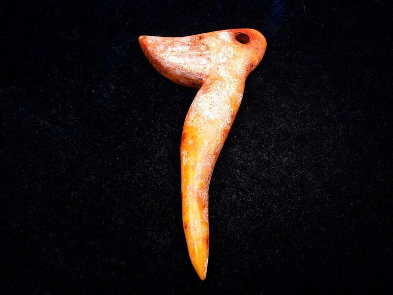 Old Nephrite Jade Stone Carved HongShan Culture Spike w/ Wings #02152505