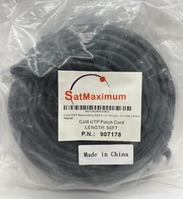 Satmaximum Cat6 UTP Patch Cord 50 FT 907198 Black Cat 6 / New Sealed