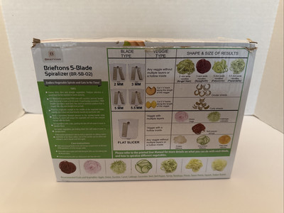 Brieftons 5-Blade Spiralizer Strongest-and-Heaviest Duty Vegetable Spiral Slicer
