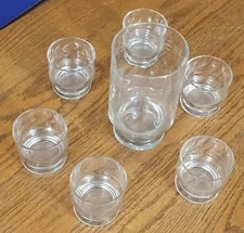 Glass Pitcher With Six Matching Cups