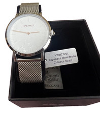 NINE WEST Woman's LIANA 31mm Silver Quartz Dress Watch with Metal Mesh Band. NEW