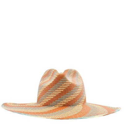 Van Palma Terra Beige Ema Straw Large Brim Hat, Size Medium