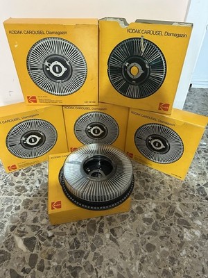 LOT 6 KODAK CAROUSEL DIAMAGAZIN SLIDE VINTAGE 80ER JAHRE MIT INNENFOLIEN