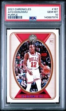 Ayo Dosunmu 2021-22 Panini Chronicles Legacy Purple 33/49 #187 RC PSA 10 Pop 1