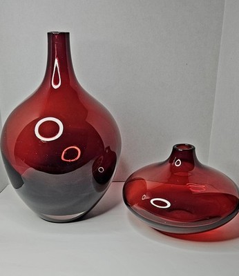 IKEA Ruby Red Glass Bud Vases Set of 2