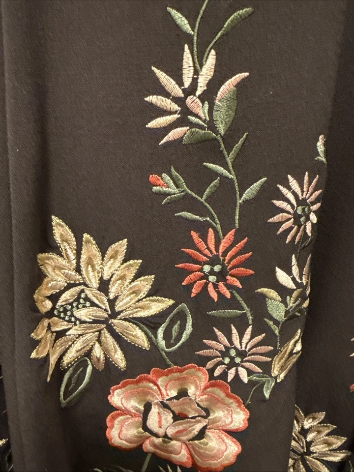 Falda Sunny Leigh Talla 8 Bordada Floral Acampanada Línea A Western Boho Marrón Foto 2 de 4