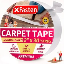 Double Sided Carpet Tape for Area Rugs 2 Inch x 30 Yards Residue-Free Carpet