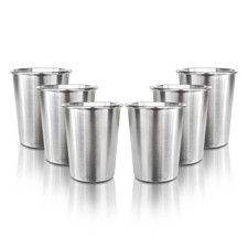YOLCAR 6 Pack 8 oz Stainless Steel Kids Cups, 6 Count (Pack of 1), Silver