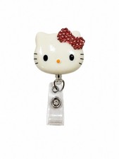 Cute Hello Kitty Reel Retractable Clip-on ID Holder pink bow