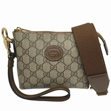 Gucci Interlocking G Gg Supreme 2Way Bag Women Brown One Size