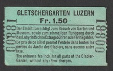 VINTAGE GLETSCHERGARTEN LUZERN - GLACIER GARDEN SWISS LUCERNE MUSEUM TICKET
