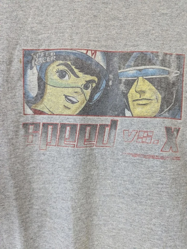 Y2K Vintage Speed Racer vs. X anime heather gray Graphic Tee L Tennessee River - Image 3 of 4