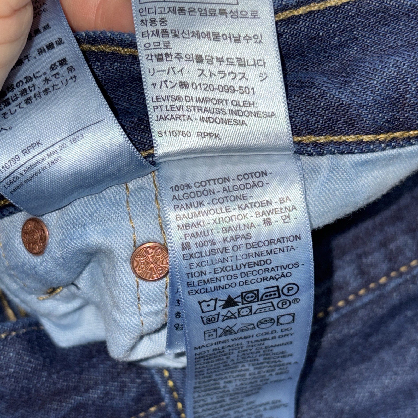 Levis 501 Jeans Mens Tag 38x30 Fits 38 X 29 Blue Straight Button Fly Dark Denim - View 5