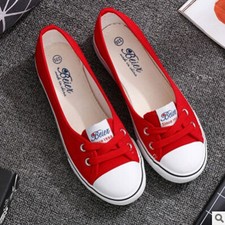 Womens Ladies Canvas Shoes Pumps Slip On Summer Size Flat Lace Up Loafers New UK