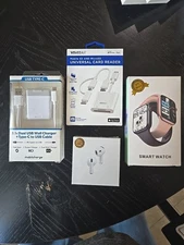 Smart Watch, Ear Buds, SD & Micro SD Card Reader, Dual USB Charger