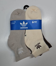 Adidas Originals Trefoil Quarter Socks 6 Pack Neutral Tones Youth Medium New