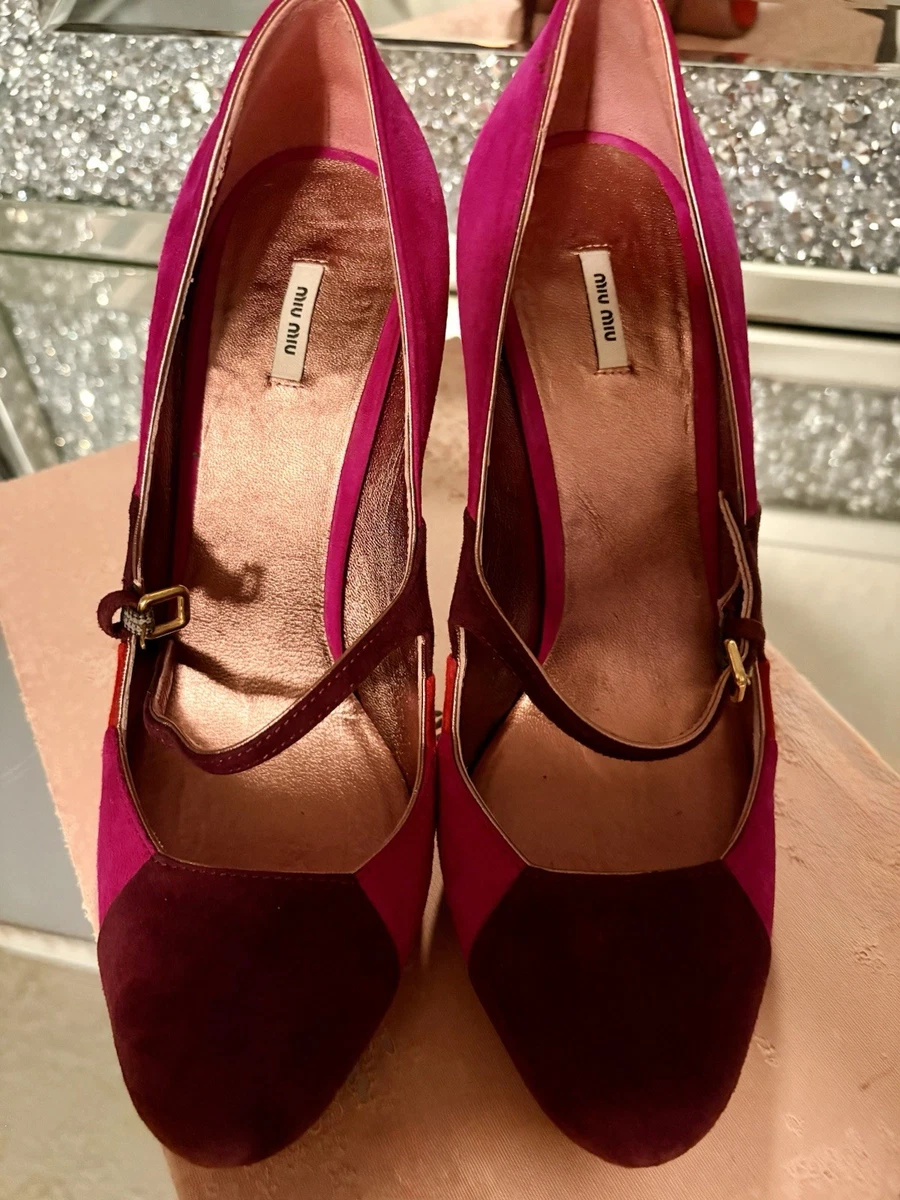 Miumiu ストラップパンプス38.5 スウェード　ディープパープル×ブラック Purple Women's Miu Miu for sale | eBay