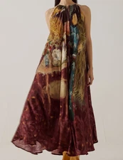 CORD India Women's Circle Dress Long in High Tea Size S Flowy Vivid Color NEW