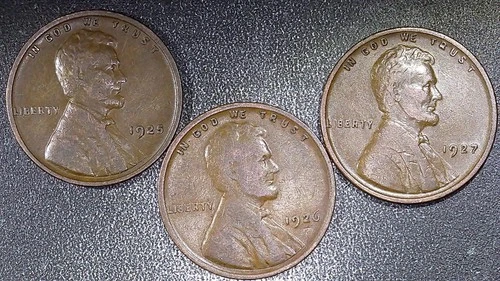 1925 P 1926 P 1927 P Lincoln Wheat Penny Lot Three Nice Coins