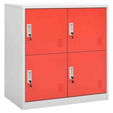 vidaXL Armadietto a Chiave Grigio Chiaro e Rosso 90x45x92,5 cm Acciaio