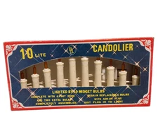 10 Lite Midget Bulbs Candolier Electric Plastic Drip Yuletide Concepts Christmas