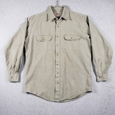 Cabela's Men's Olive Green Button Down Shirt Long Sleeve Outdoor Utility L Reg