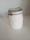 Vintage Wheaton Fruit Embossed White Glass Mason Jar 3/4 L Milk Glass Canister