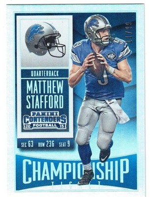 2015 PANINI CONTENDERS CHAMPIONSHIP TICKET #63 MATTHEW STAFFORD SILVER /99 MINT