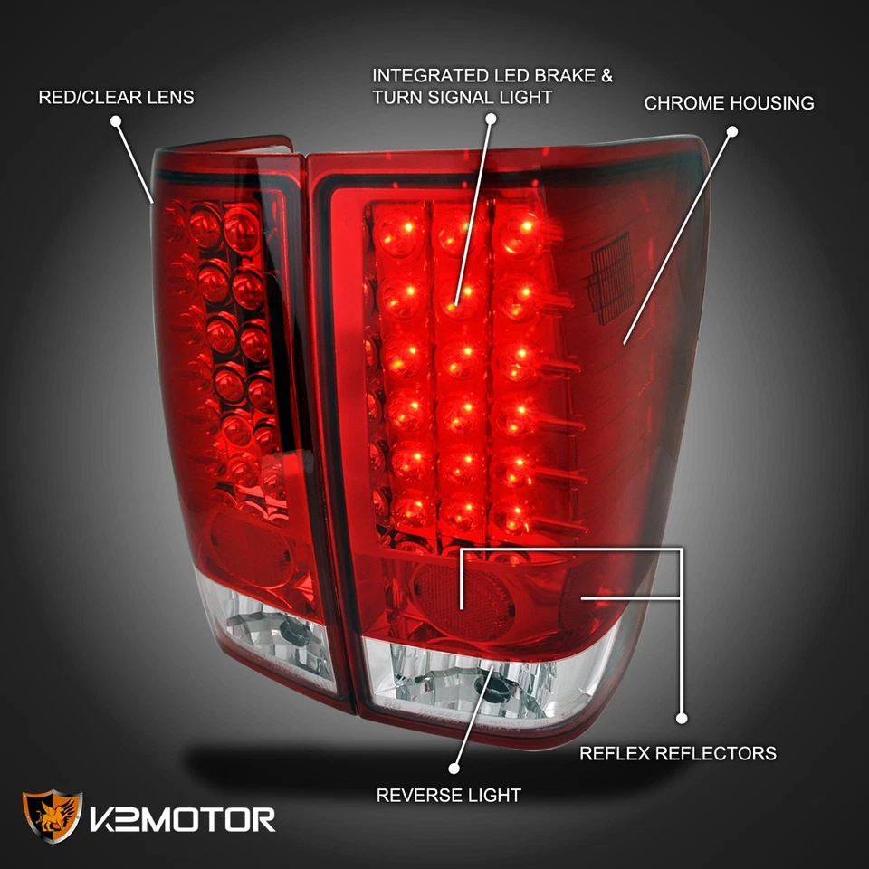 Fits 2004-2015 Titan Red LED Tail Lights Brake Lamps Pair Left+Right 04-15 - Изображение 3 из 4