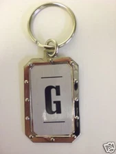 HEAVY DUTY SILVER/CHROME/BLACK INITIAL "G" KEYCHAIN