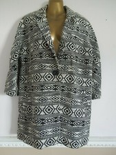 Gharani Strok London Long Black/White Jacket Size L UK 14 with Button Closure