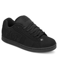 DC SHOES MENS NET TRAINERS.NEW BOXED LEATHER LACE UP ALL BLACK SKATER SHOES W25
